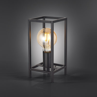 Vintage And Industrial Style Satin Gold Table Lamp With Rectangular Cage Design By