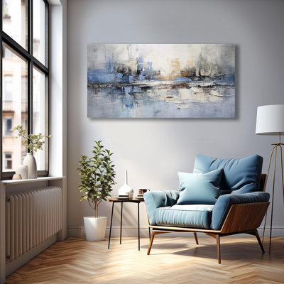 Abstrait, art mural bleu et gris, peinture sur toile moderne, œuvre d'art abstraite pour le salon, la chambre à coucher, la salle de bain, le bureau, la décoration intérieure, 20 po x 40 po
