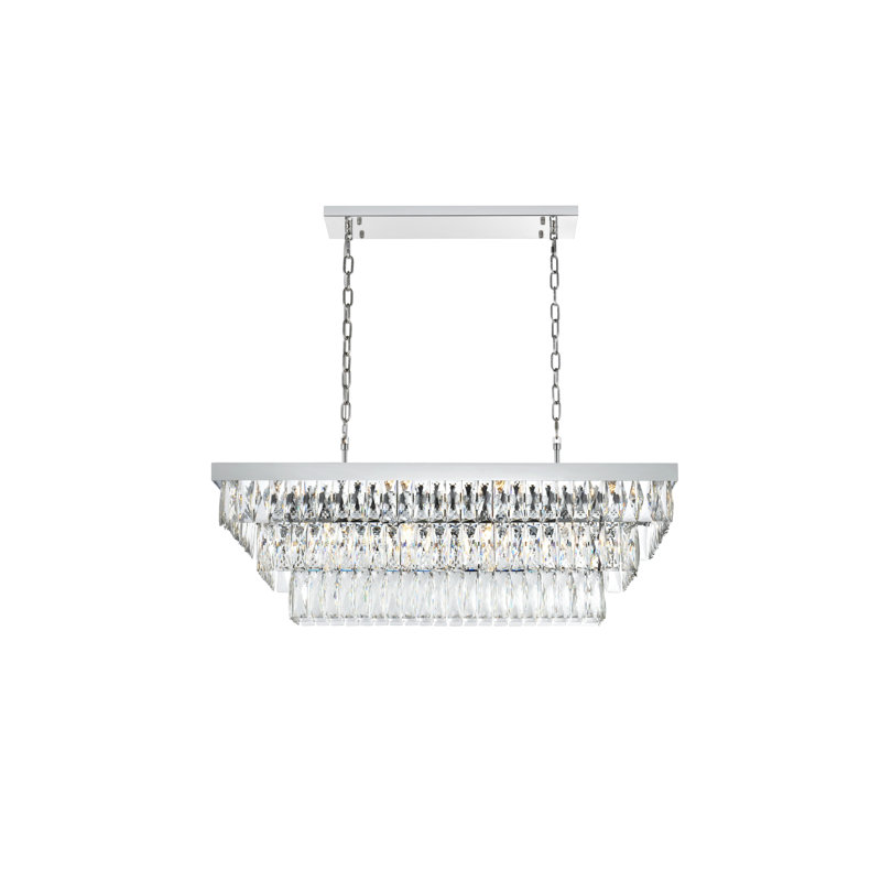 Lustre rectangulaire 36 pouces Iva, Chrome chrome