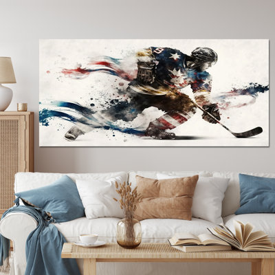Joueur de hockey des États-Unis en action VI - art mural de hockey sportif