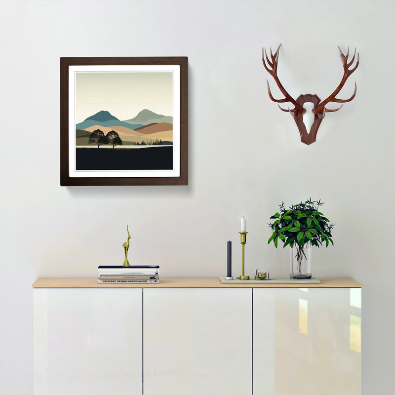 Scotland Minimalism No.1 - Single Picture Frame Print on Wood, Walnut