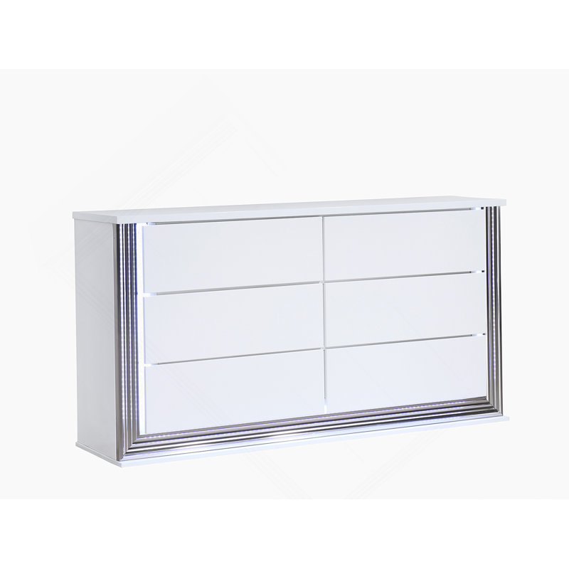 Commode horizontale en bois manufacturé avec 6 tiroirs