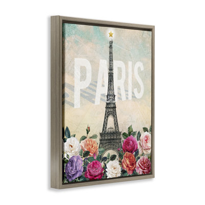 Paris Tower with Blooming Roses