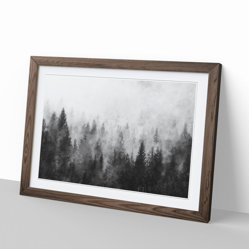 The Misty Forest - Picture Frame Graphic Art, Walnut Framed, 48cm H x 65cm W x 2cm D