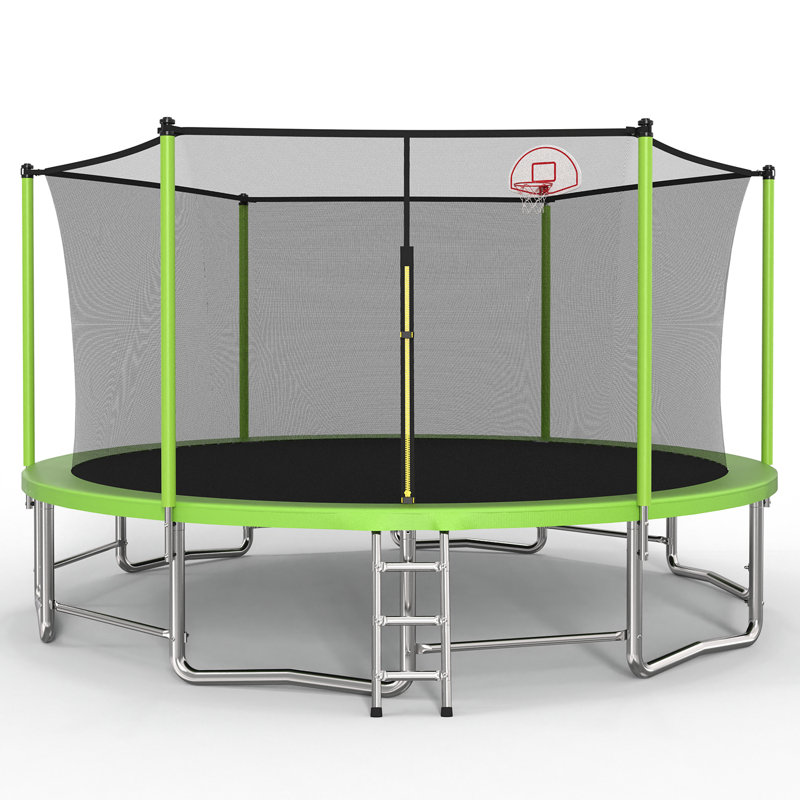 Trampoline extérieur en acier 15 pi vert, Noir/vert