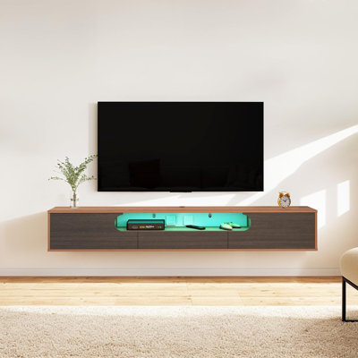 Meuble télé flottant avec lumières DEL, meuble télé mural