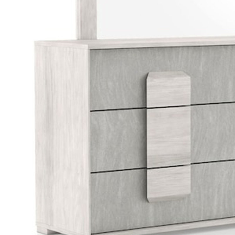 Nomi Wide Dresser, 6 Drawers And Melamine Top, Stone Gray Front
