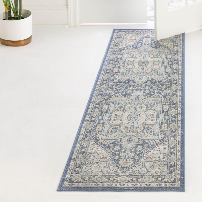 Shailena Oriental French Blue Area Rug, Runner 2' x 6'1"