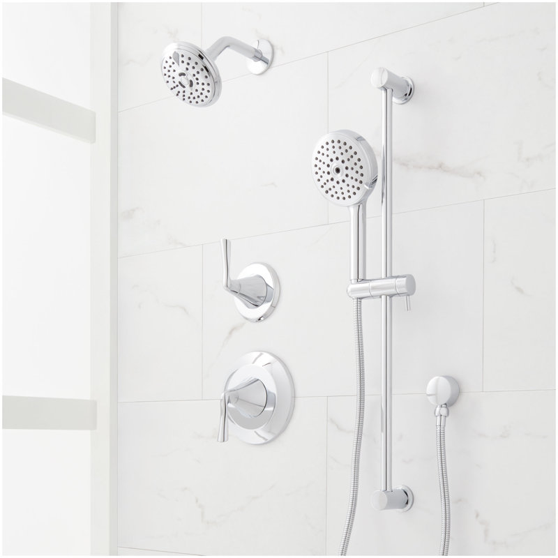 Provincetown Pressure Balance Shower System with Slide Bar and Hand Shower - Chrome, Chrome