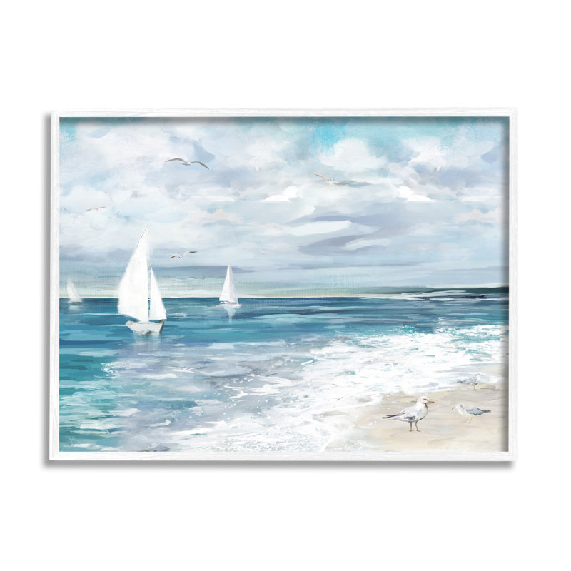 Bb-361, "encadré sur le paysage aquatique" par Carson Lyons, peinture sur toile à cadre flottant, H 24 po x l 30 po