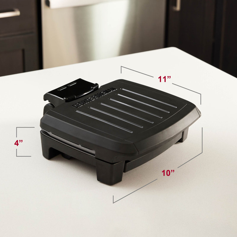 George Foreman Contact Submersible Grill, Wash The Entire Grill, 4-serving, Black, Black/Gray