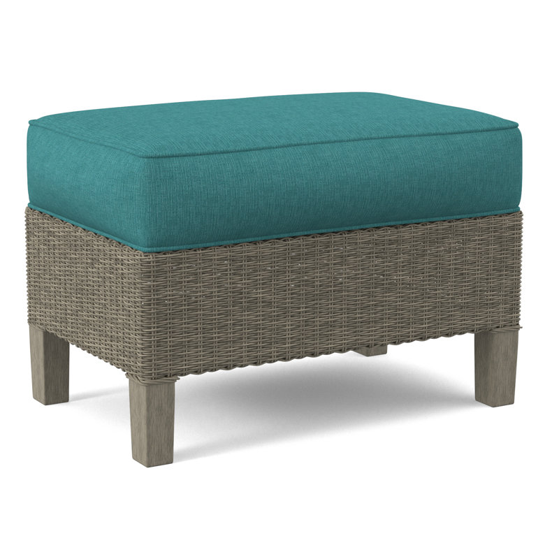 Gibraltar Ottoman, Stone Hearth, Light Blue Performance Fabric; 0851-55