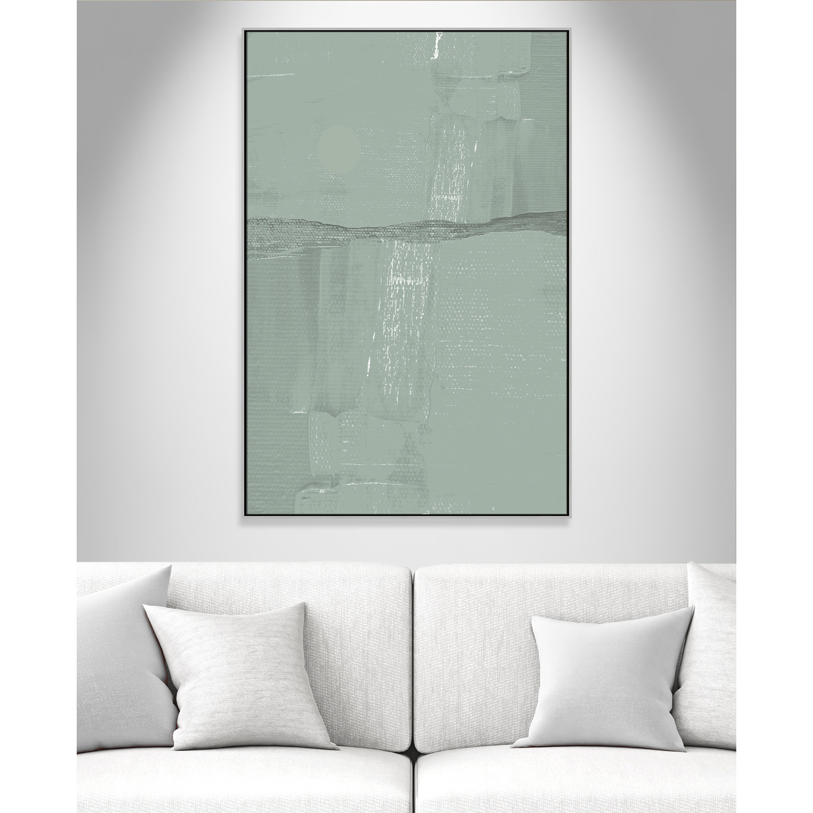 Sage Abstract, 61.5" H x 41.5" W x 2" D, Silver 