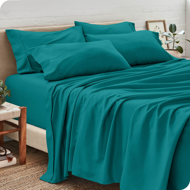 Microfiber Sheet Set with Bonus Pillowcase Set, Emerald, Split King