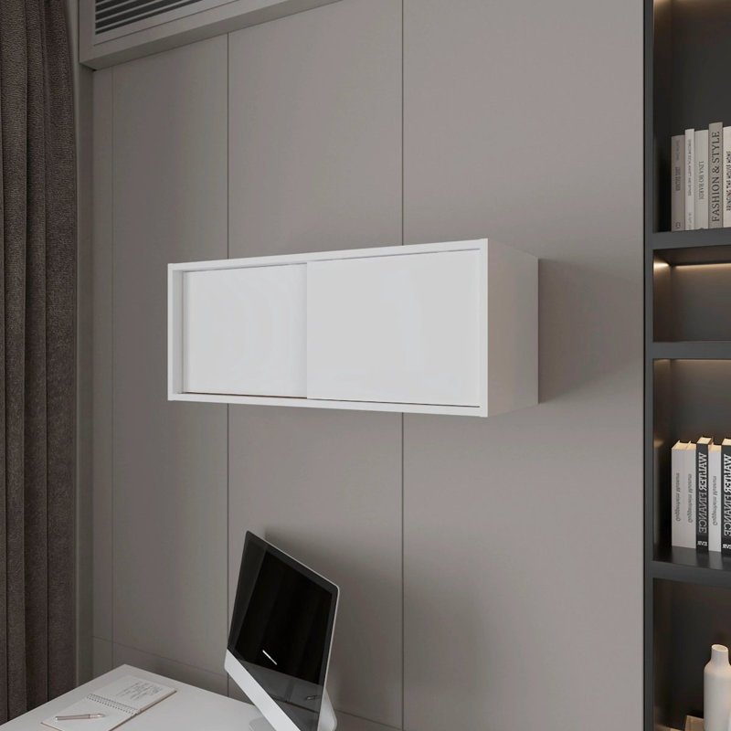 Armoire flottante avec porte coulissante, Blanc