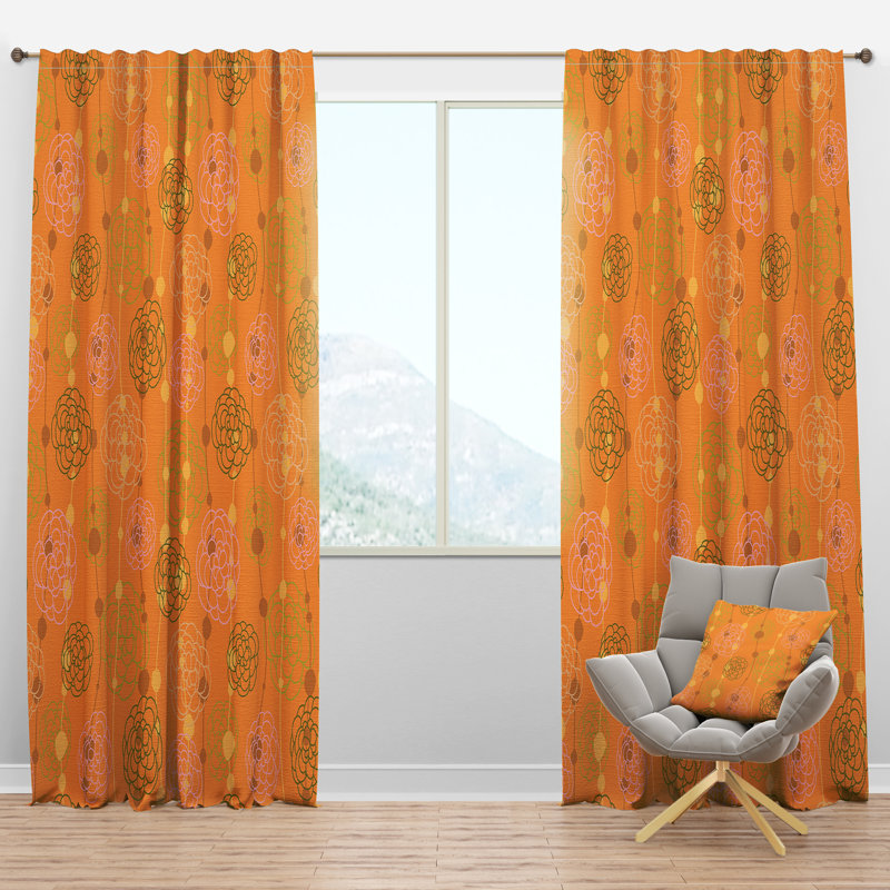 Panneau de rideau simple semi-diaphane avec passe-tringle Mid-Century, l 52 po x L 108 po