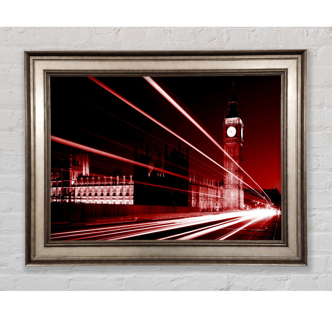 London Big Ben City Lights Red - Einzelner Bilderrahmen Kunstdrucke