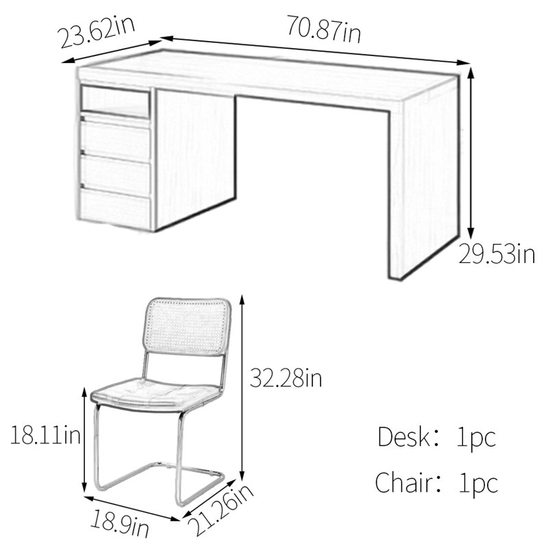 Solid wood with drawers desk