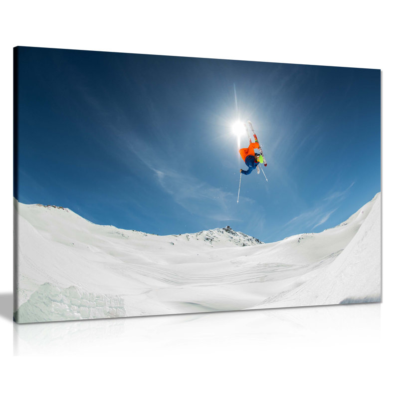 Panther Print Fine Art Prints Snow Mountain Backflip Skier Artistic Framed Canvas Prints, Pictures For Home Walls, Bedroom, Living Room & Bathroom Decor - Wrapped Canvas Art Prints