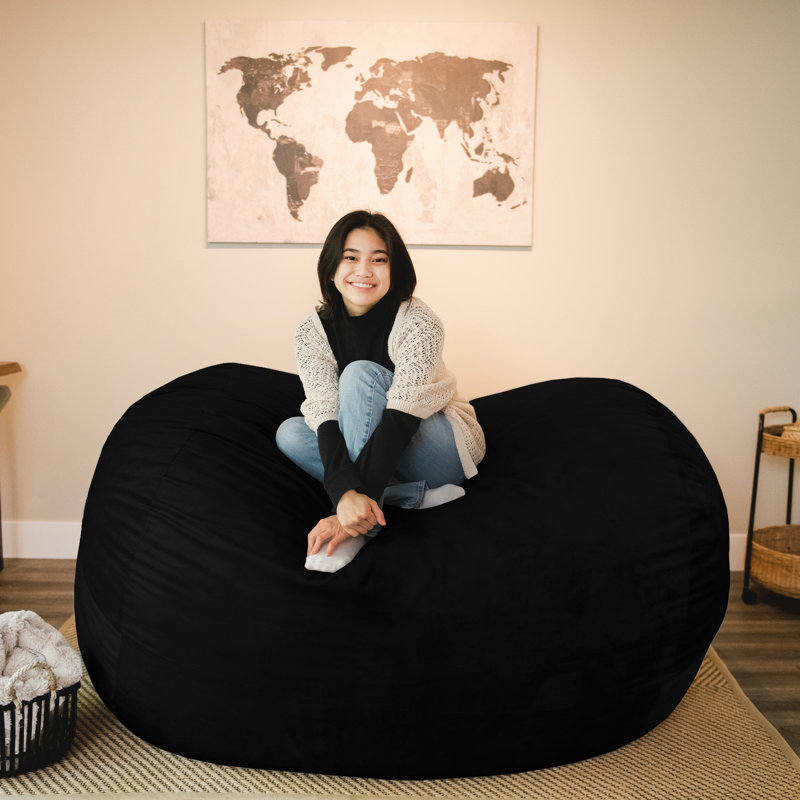 Fauteuil à billes en mousse Big Joe Fuf Giant, Polyester noir moelleux, H 39 po x l 62,5 po x P 49 po