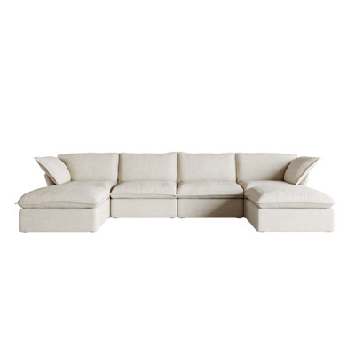 Fairford 6-Piece Upholstered Modern Corduroy Fabric Sectional Sofa With Ottoman