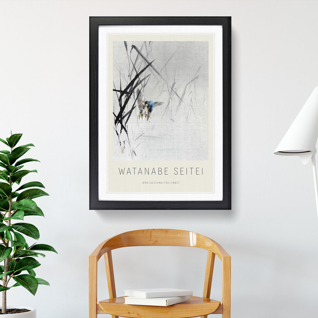 Bird Catching a Fish by Watanabe Seitei - Picture Frame Art Prints