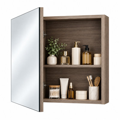 Armoire à pharmacie murale de 51 cm (L) x 61 cm (H) avec porte-miroir et rangement intérieur à 2 niveaux