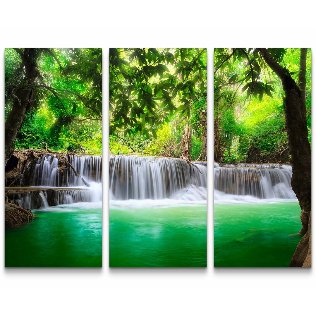 3-tlg. Leinwandbilder-Set Wasserfall in Kanjanaburi - Thailand