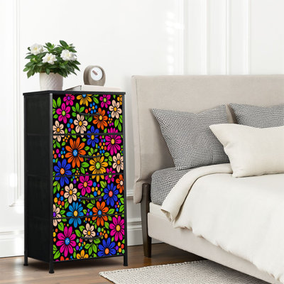 4 Drawer Dresser for Bedroom, Narrow Chest of Drawers, Wooden Top and Study Iron Frame 18"x37.5"-(WxH)