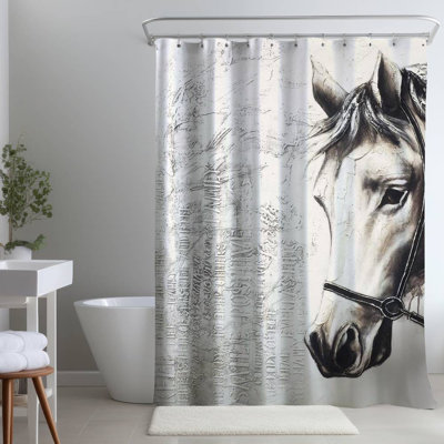 Shower Curtain AN69 – Polyester Shower Curtain, Dye Sublimation Print, 71" W × 74" L