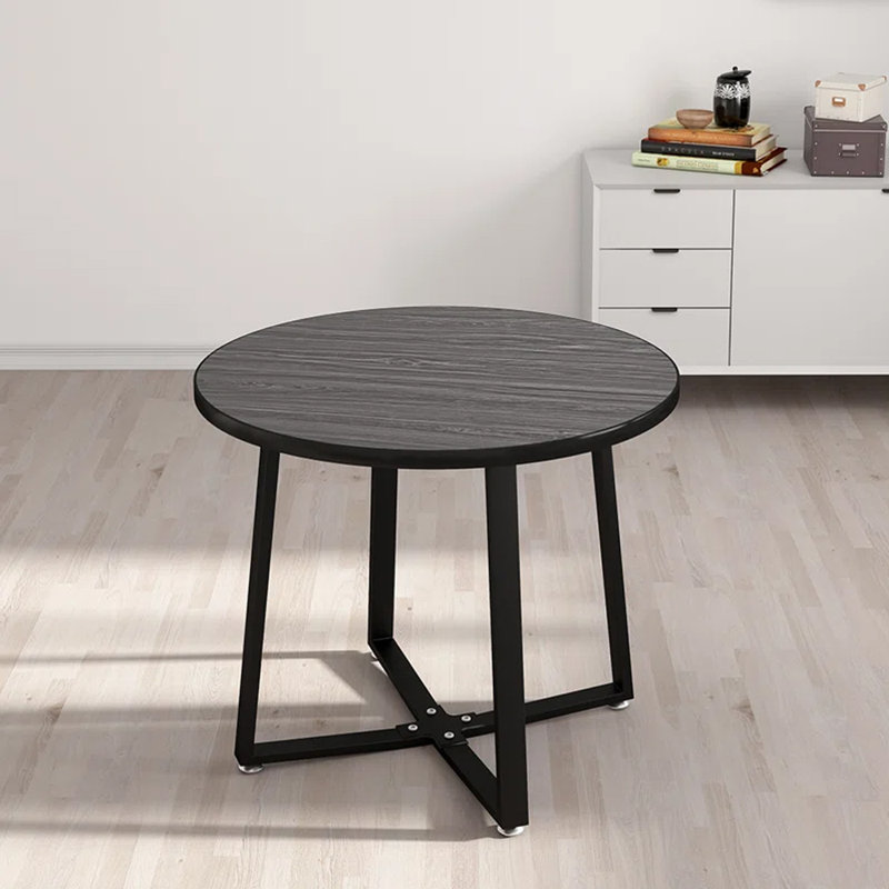 Aleida Round Metal Base Dining Table, Grey