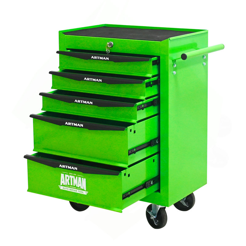 Coffre à outils roulant en métal avec 5 tiroirs, armoire à outils à 5 tiroirs de 20 po avec glissières à roulement à billes, coffre à outils en acier