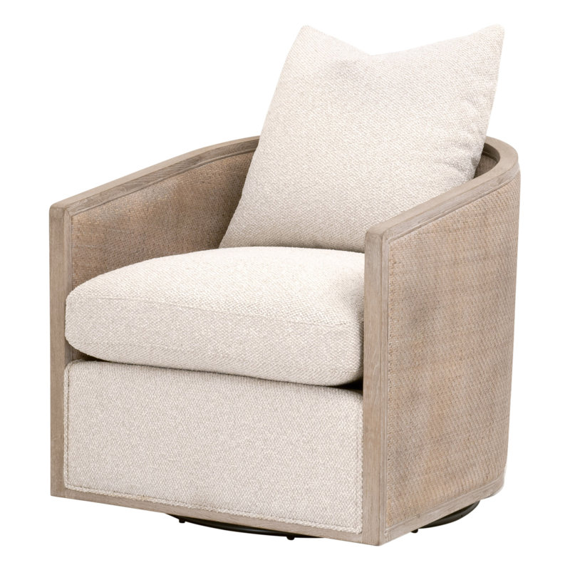 Fauteuil club pivotant Noda, Bois beige