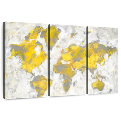 Aliaz World Map Yellow Gray