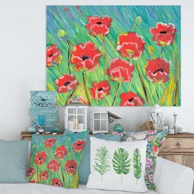 Gouache des coquelicots en fleurs - Peinture sur toile