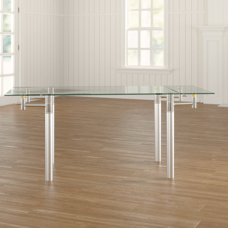 Glass Top Metal Base Dining Table