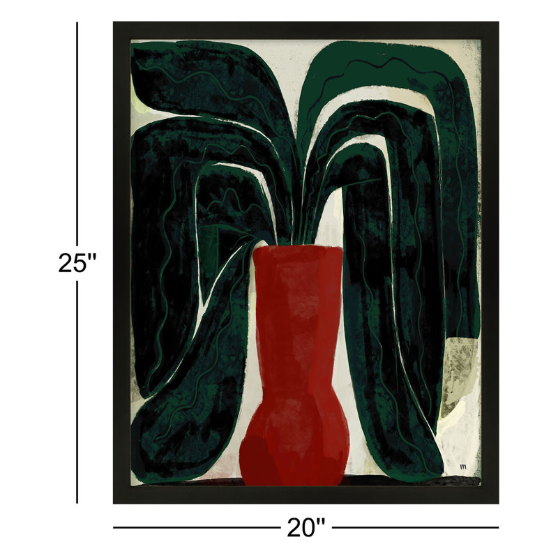 Plant #8 Painting by StudioM, 25" H x 20" W, Black