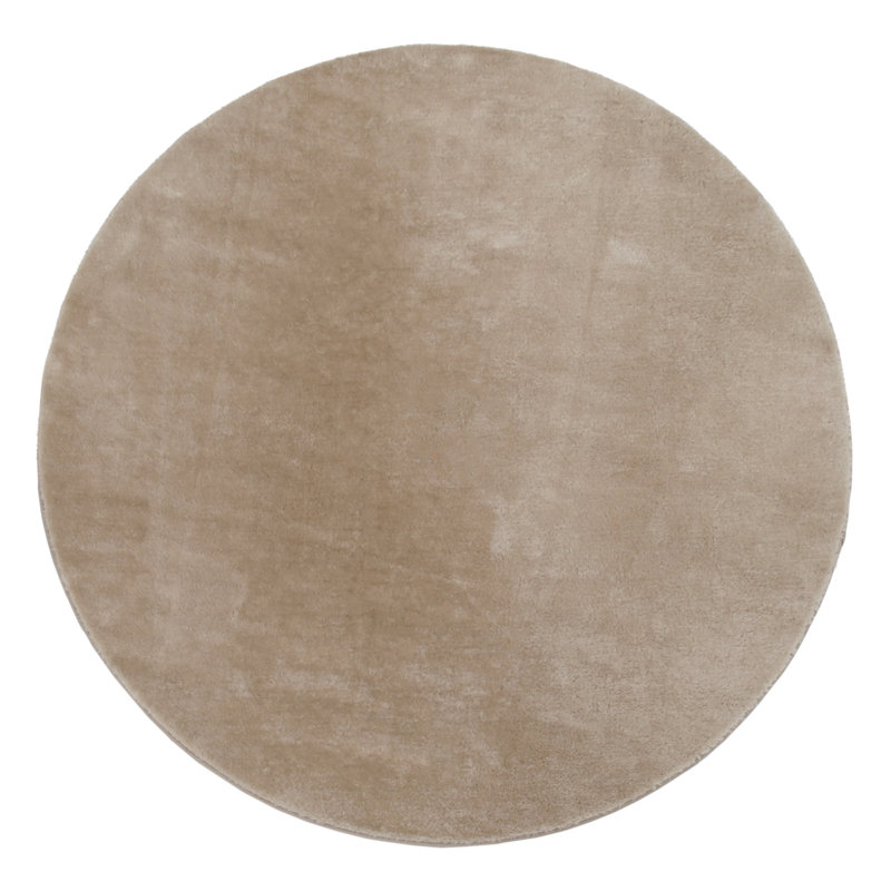 Soft Area Rug Cozy Low-Pile Rug Anti-Slip Solid Color Washable, Round 3'11", Khaki Beige