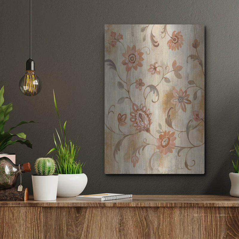 Art mural en métal luxueux «Floral Scroll Motif» par Silvia Vassileva, 12 po x 16 po, H 16 po x l 12 po