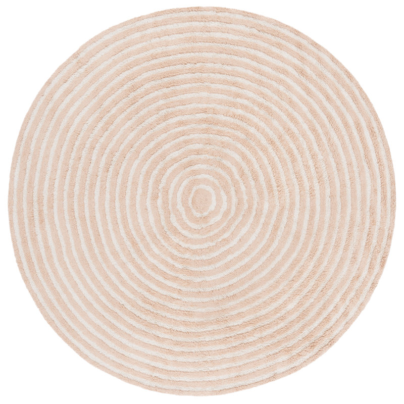 Easy Care 229 Hand Tufted Recycled Cotton Machine Washable Geometric Indoor Use Only Rug, Round 6'