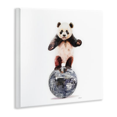 Plaque murale Panda Balancing on Disco Ball, design par Amanda Greenwood