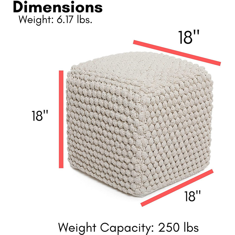 Natural Cotton Braided Square Pouf Ottoman