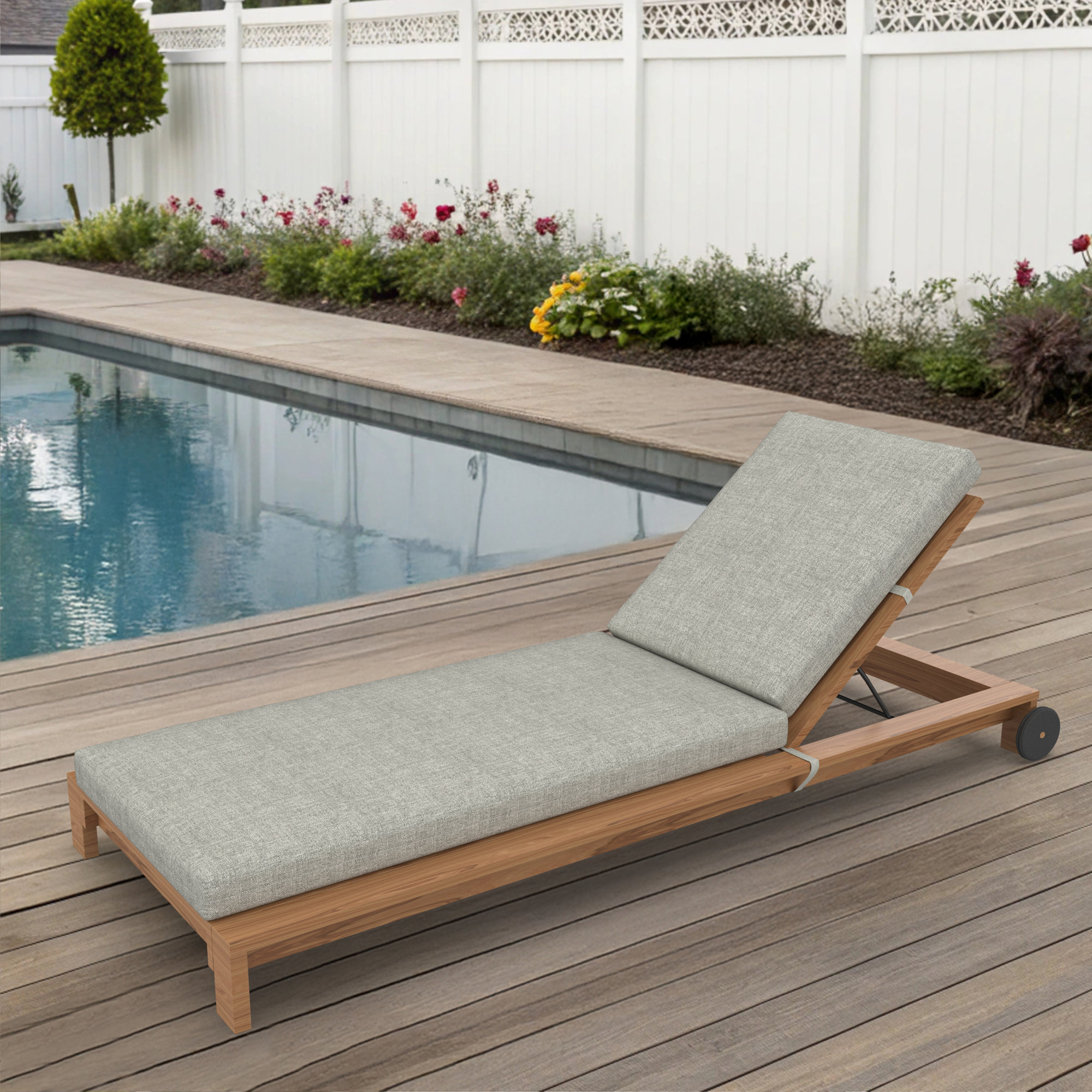 Outdoor Sunbrella® Chaise Lounge Cushion, 3.5" H x 25" W x 47"D, Canvas Granite Sunbrella® Canvas