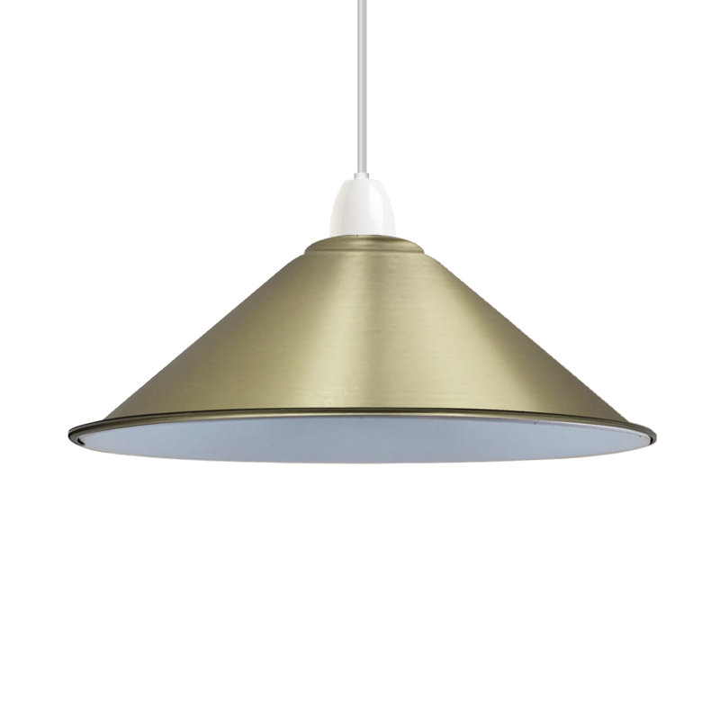 10cm H Metal Cone Lamp Shade, Green Brass