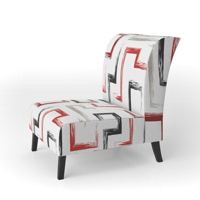 Multicolor Trendy Geometric - Upholstered Patterned Accent Slipper Chair