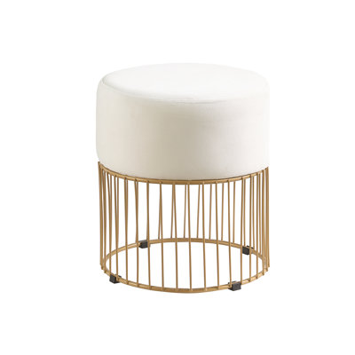Pahulick Steel Round Velvet Accent Stool 