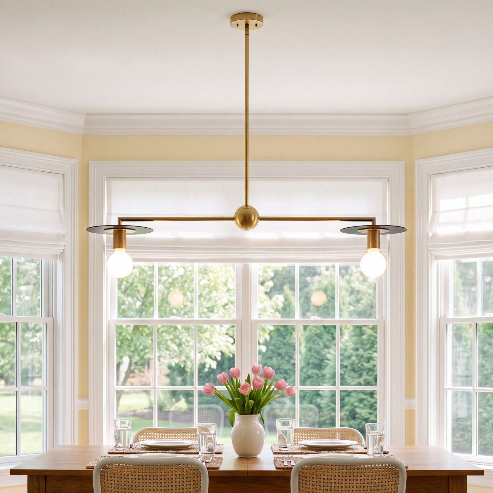 2 - Light Dimmable Kitchen Island Chandelier, Brushed Bronze