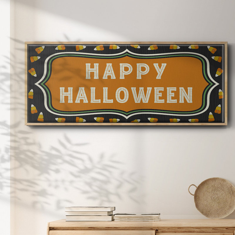 Happy Hallowween- Framed Canvas, 12" H x 30" W