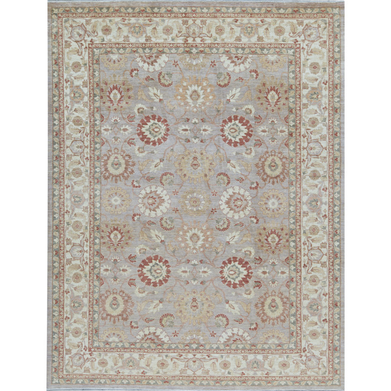 Tapis bleu clair / beige noué à la main de haute qualité
