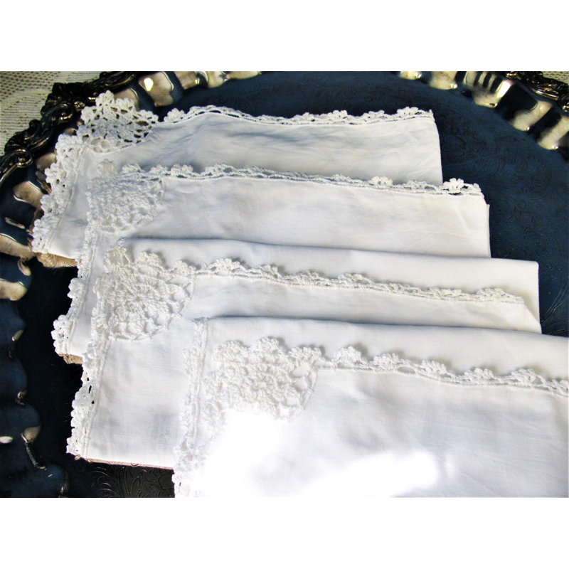 Serviettes en coton blanc pur Treble Crochet